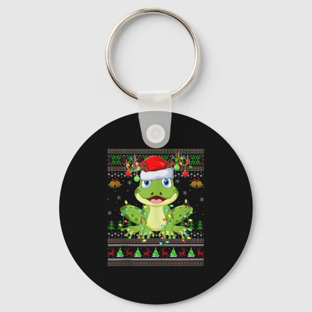 Porte-clés Funny Frog Ugly Christmas Sweaters Holiday Santa C (Recto)