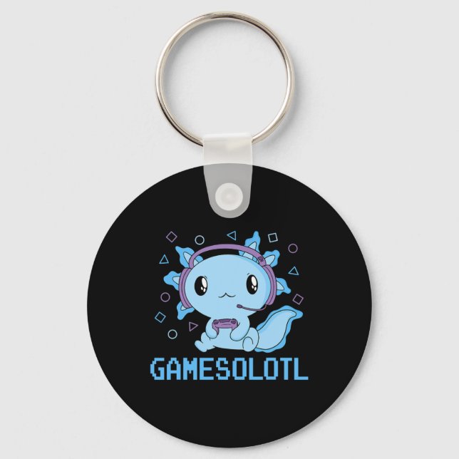 Porte-clés Funny Gamesolotl Anime Kawaii Gaming Axolotl (Recto)