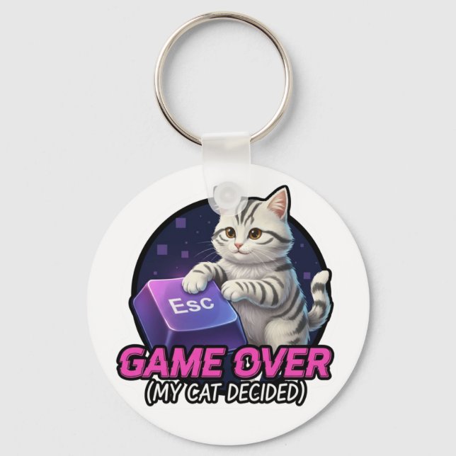 Porte-clés ​Funny Gaming Cat Gamer Gift - My Cat Decided Game (Recto)