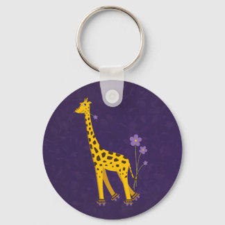 Porte-clés Funny Giraffe Roller Patinage Purple Porte - clé