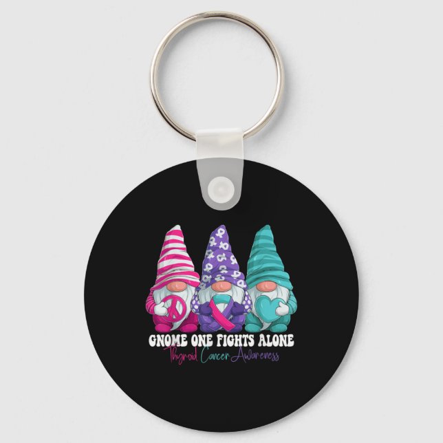 Porte-clés Funny Gnomies Thyroid Cancer Awareness Month Ribbo (Recto)