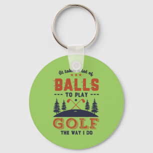 Porte-clés Funny Golfing Golfer Lots of Balls To Play Golf
