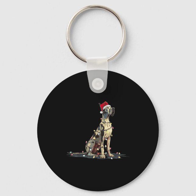 Porte-clés Funny Great Dane Christmas Graphics Dog Lights Lov (Recto)