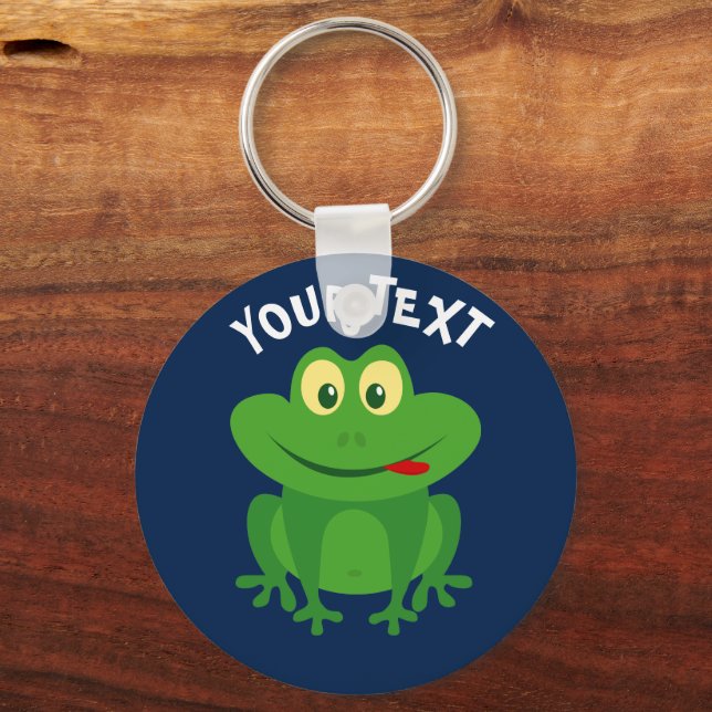 Porte-clés Funny green frog cartoon keychain for kids (Recto)