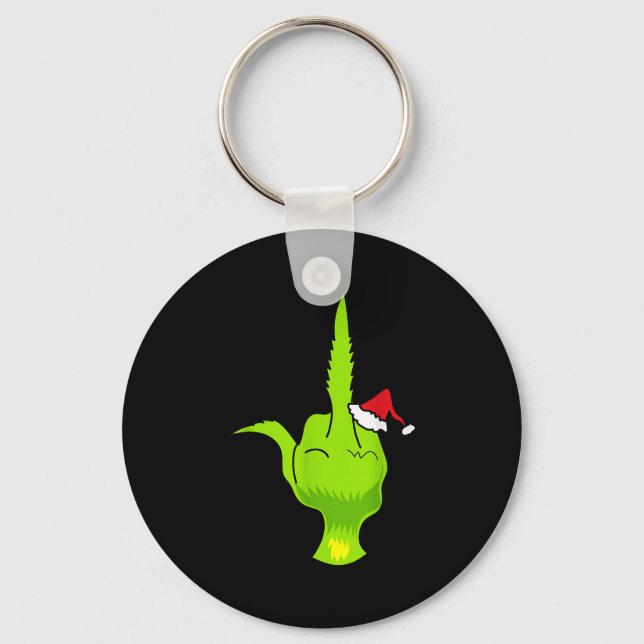 Porte-clés Funny Green Hand Middle Finger Xmas Santa  (Recto)