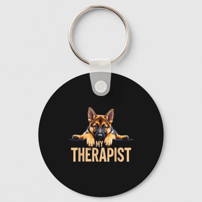 Porte-clés Funny Gsd Shep Puppy My Therast German Shepherd Do (Recto)