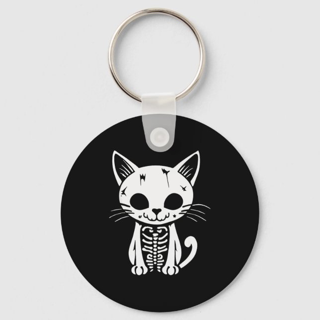 Porte-clés Funny Halloween Skeleton Cat Kitty Costume Skull C (Recto)