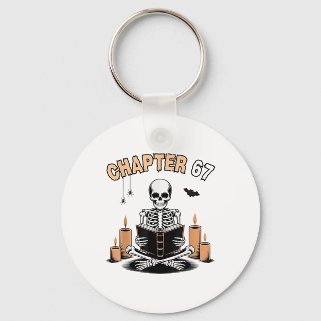 Porte-clés Funny Halloween Skeleton Reading Book 67 Memes _2  (Recto)