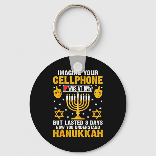 Porte-clés Funny Hanukkah Imagine Your Cellphone Chanukah Jew (Recto)