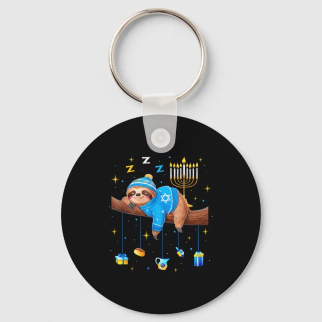 Porte-clés Funny Hanukkah Sloth Jewish Chanukah Sleeng Hanukk (Recto)