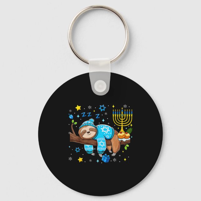 Porte-clés Funny Hanukkah Sloth Jewish Chanukah Sleeng Hanukk (Recto)