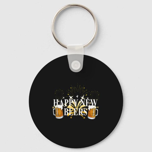 Porte-clés Funny Happy New Beers Drinking 2021 Nye Party Happ (Recto)