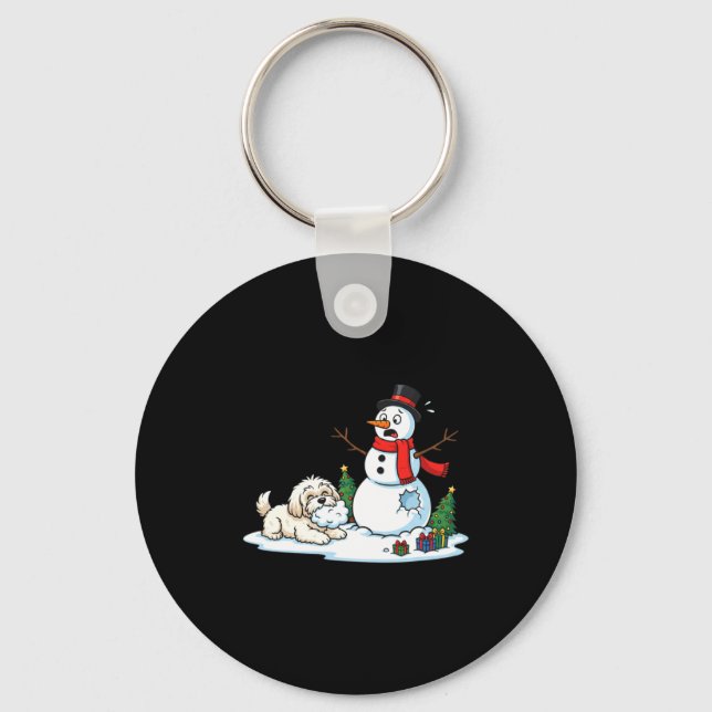 Porte-clés Funny Havanese Snowman Christmas Tree Xmas Womens  (Recto)