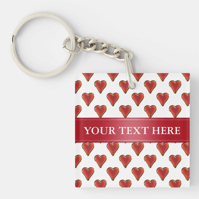 Porte-clés Funny Heart Pattern gold red + your backgr. & (Devant)