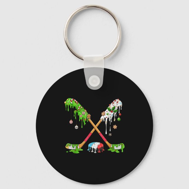 Porte-clés Funny Hockey Holiday Candy Cane Gingerbread  (Recto)