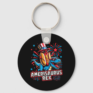 Porte-clés Funny Hotdog T Rex Dinosaur 4 juillet Amerisauru