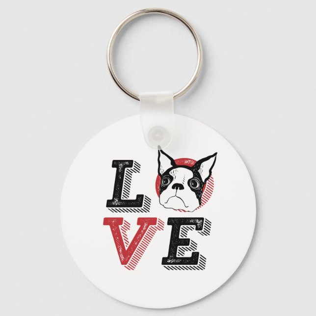 Porte-clés Funny I Love Boston Terrier I Heart My Amoureux de (Recto)