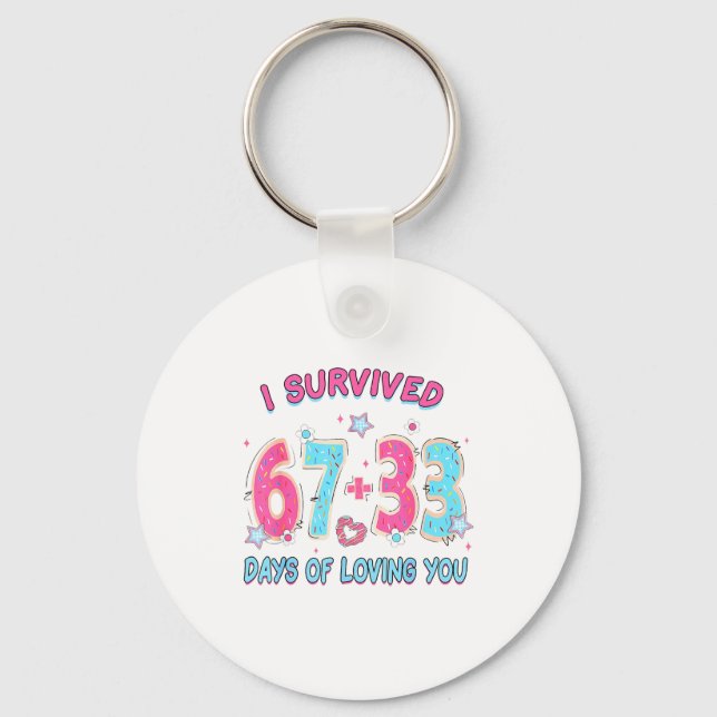 Porte-clés Funny I Survived 67 + 33 Days Of Loving You Valent (Recto)