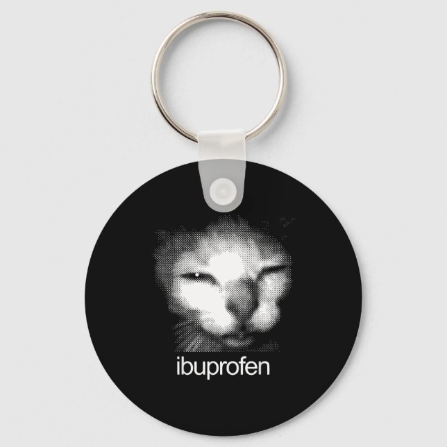 Porte-clés Funny Ibuprofen Cat Meme Retro Ugly Cat Face Mens  (Recto)