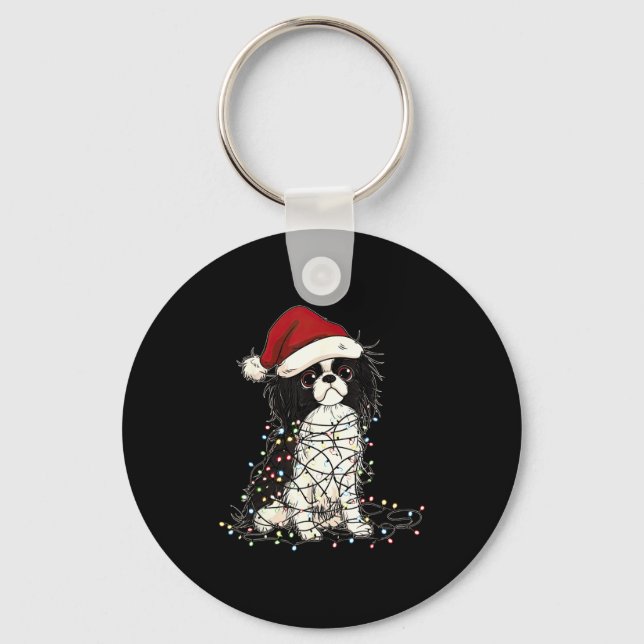 Porte-clés Funny Japanese Chin Christmas Graphics Dog Lights  (Recto)