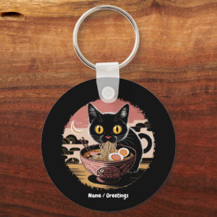 Porte-clés Funny Kawaii Chat Manger Ramen nouilles mignonnes