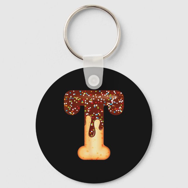 Porte-clés Funny Letter T Ice Cream Chocolate Sprinkles  (Recto)