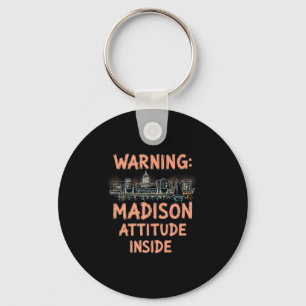 Porte-clés Funny Madison Wisconsin Night Skyline Vintage Prem