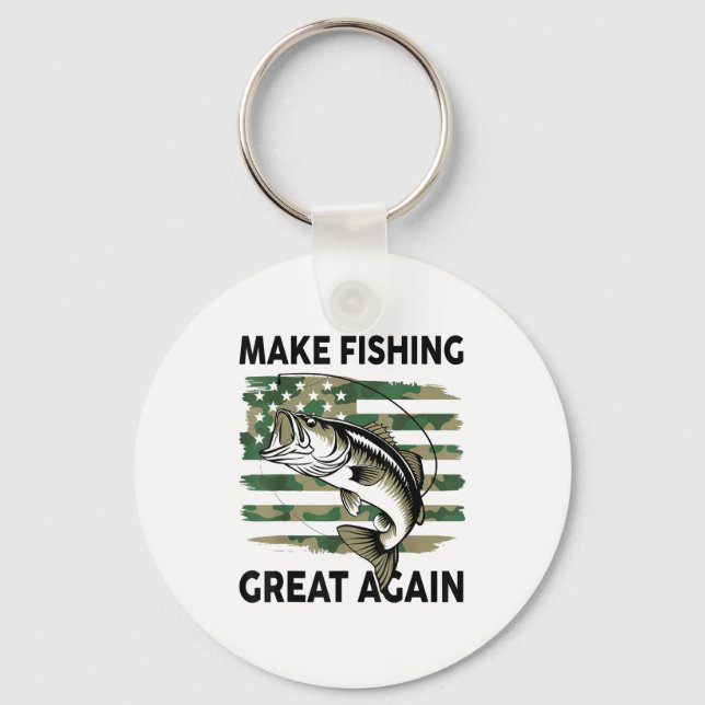 Porte-clés Funny Make Fishing Great Again Camo B Fish America (Recto)