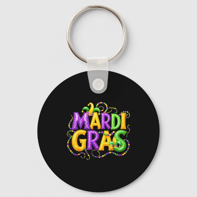 Porte-clés Funny Mardi Gras Parade Jester Hat Beads Men Women (Recto)