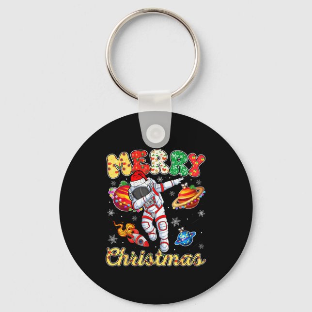 Porte-clés Funny Merry Christmas Astronaut Dabbing Space Snow (Recto)