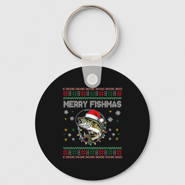 Porte-clés Funny Merry Fishmas B Fishing Christmas Ugly Sweat (Recto)