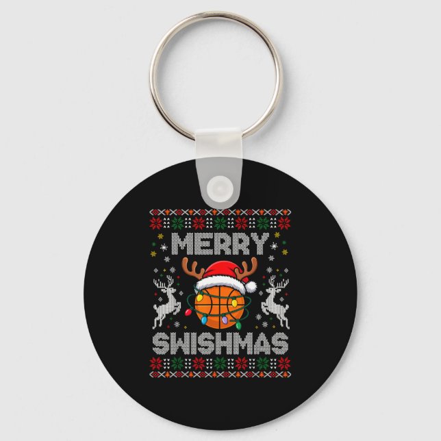 Porte-clés Funny Merry Swishmas Basketball Christmas Reindeer (Recto)