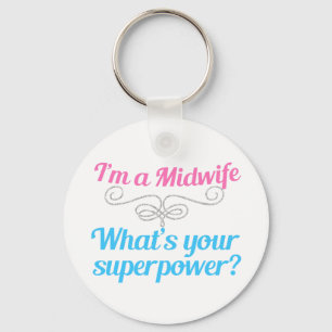 Porte-clés Funny Midwife Superhero