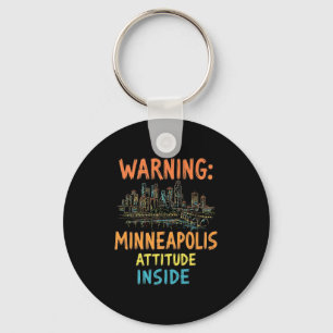 Porte-clés Funny Minneapolis Minnesota Skyline nuit Vintage