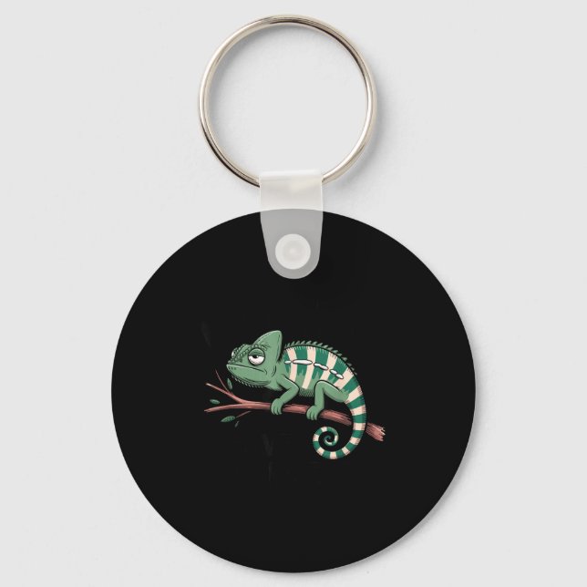 Porte-clés Funny Morning Person Coffee Lover Chameleon  (Recto)