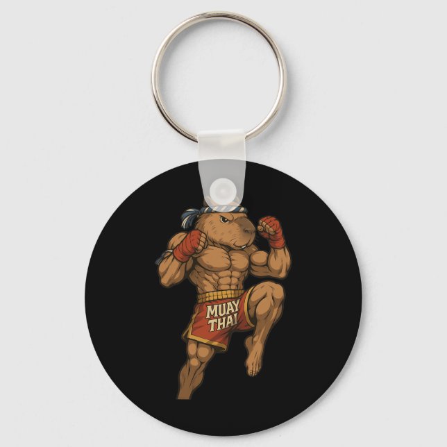 Porte-clés Funny Muay Thai Capybara Thai Boxe Arts martiaux (Recto)
