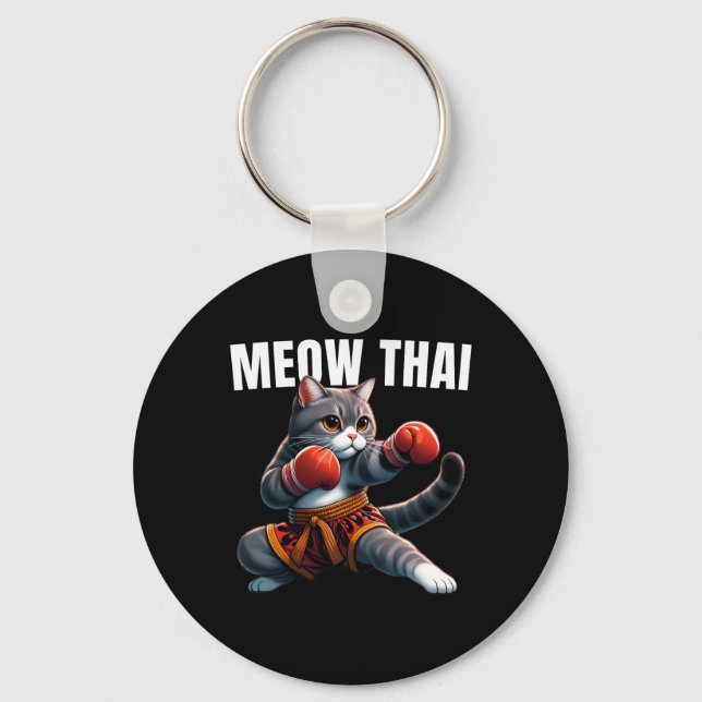 Porte-clés Funny Muay Thai Cat Meow Thai Boxe Martial Art K (Recto)