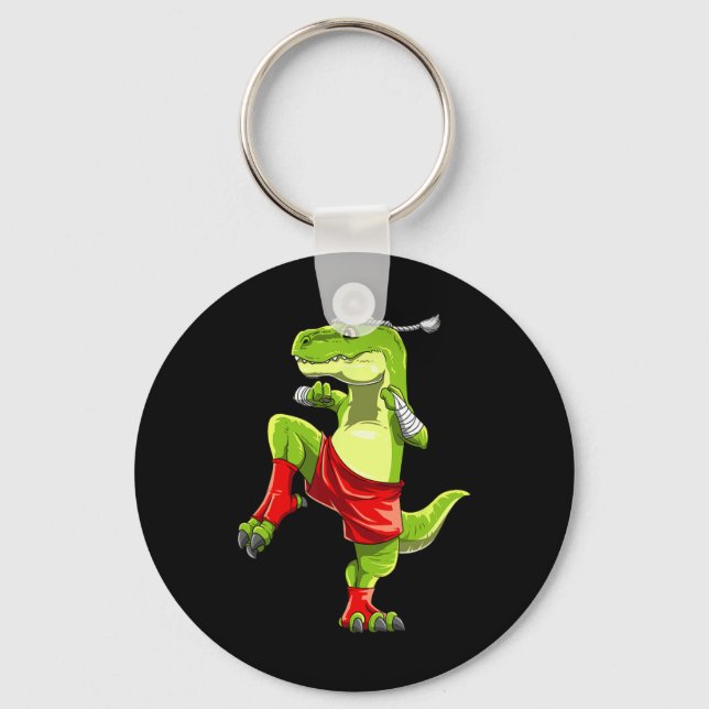 Porte-clés Funny Muay Thai T-rex - Thai Boxing  (Recto)