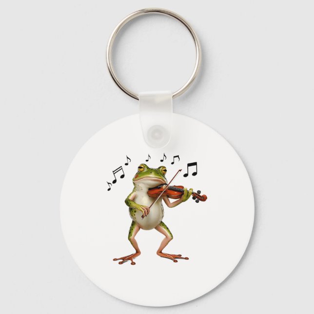 Porte-clés Funny Musician Violinist Cute Frog Playing Violin  (Recto)