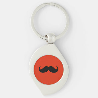 Porte-clés Funny Mustache noire sur Arrière - plan rouge oran