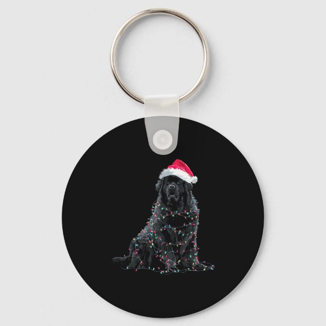 Porte-clés Funny Newfoundland Christmas Graphic Dog Lights Lo (Recto)