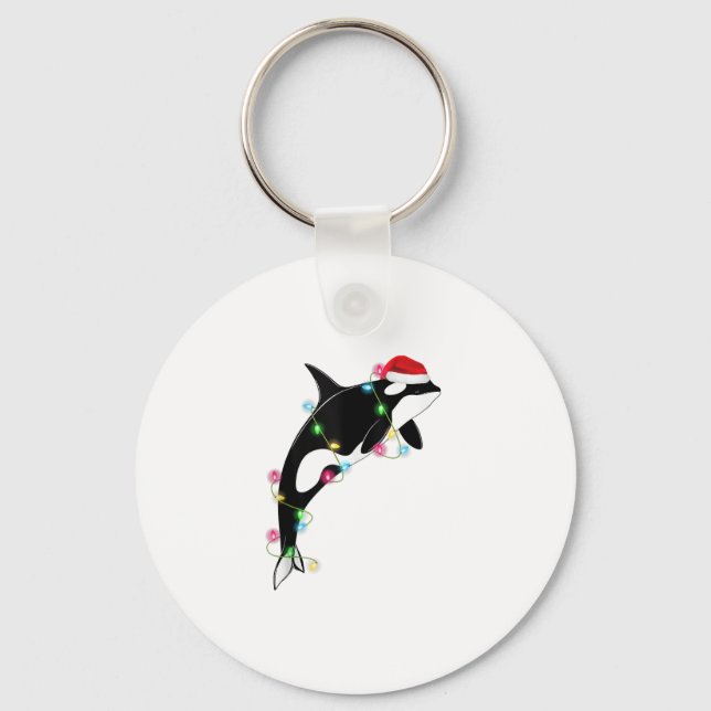 Porte-clés Funny Orca Tueur Baleine Santa Chapeau Mer de Noël (Recto)