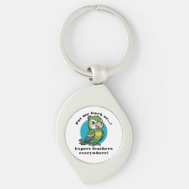 Porte-clés Funny Parrot Keychain – Custom Text + Image (Devant)
