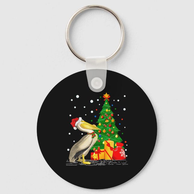 Porte-clés Funny Pelican Lover Gift Santa Hat Pelican Christm (Recto)