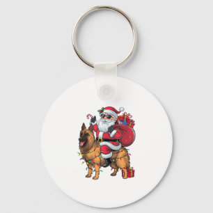 Porte-clés Funny Père Noël équitation berger allemand Chien N