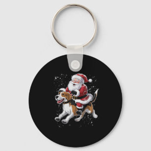 Porte-clés Funny Père Noël équitation Chien Beagle Noël Pour