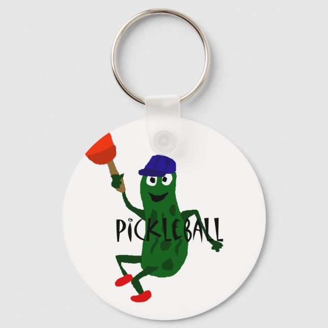 Porte-clés Funny Pickle Playing Pickleball (Recto)