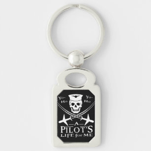 Porte-clés Funny Pilote Skull Cross Airplanes Pirate Humour