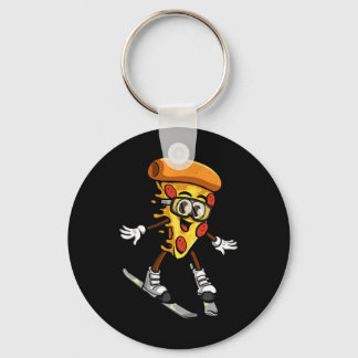 Porte-clés Funny Pizza Ski Cheesy Pie Foodie Skiing Instructo