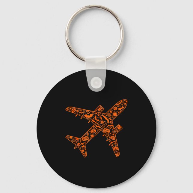 Porte-clés Funny Pumpkin Airplane Candy Halloween Mens Womens (Recto)